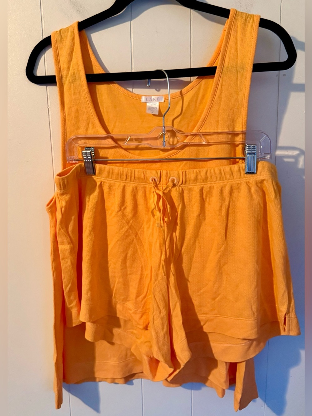 LAKE NWOT Orange Pima Cotton Tank Top and Drawstring Shorts Set, XL